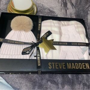 Steve Madden Pink Beanie and Scarf Set